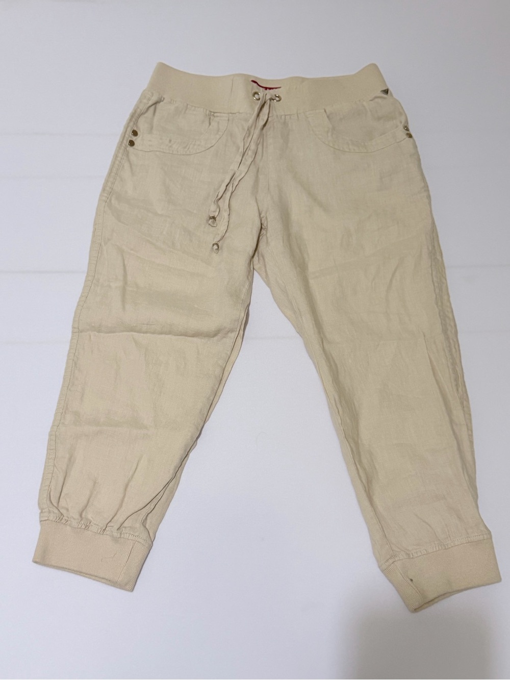 Guess Women's Drawstring Linen-Cotton Capris - Cream